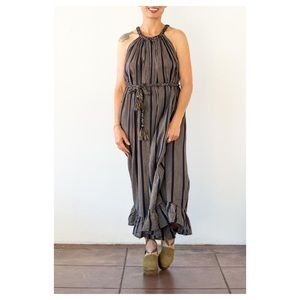 Designer maxi dress with waist tie detail